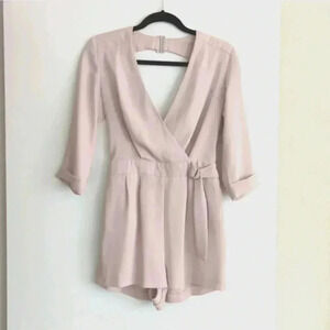 L'atiste by Amy baby pink cutout back d-ring belted v-neck romper playsuit